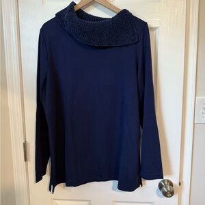 Chico's Navy Cowl Neck Sweater
